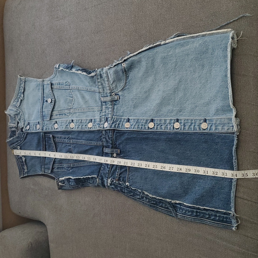 HUDSON DIY Pieced Two-Toned Distressed Button Down Sleeveless Denim Dress SIZE:M - Picture 13 of 16
